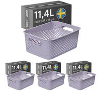 SmartStore Panier de Rangement avec Poignées en lavande 11,4L (36,5x27x15cm) I Panier de Rangement en Plastique Recyclé I Essence L Boîte de Rangement I Boîtes de Rangement avec 10 Ans de Garantie