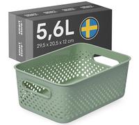 SmartStore Panier de Rangement avec Poignées Vert 5,6L (29,5x20,5x12cm) I Panier en Plastique Recyclé I Essence M Boîte de Rangement I Boîtes avec 10 Ans de Garantie
