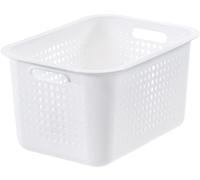 SmartStore Panier rangement plastique recyclé 13L Blanc - sans couvercle, emboîtable et empilable