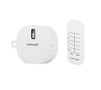Smartwares Interrupteur Porte de Garage, 300 W, Minuterie, Télécommande | Champ libre 30 m, Fréquence 433 MHz, Boîtier en plastique blanc, Pile CR2032 fournie, SH4-99558