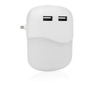 Smartwares ISL-60026 Veilleuse LED - 2 Ports USB pour Charger le Smartphone - Capteur jour/nuit - Blanc