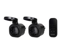Smartwares Prises Extérieures avec Télécommande, 2 Pièces, 3000 W, IP44 | Portée de 30 m, Touche générale de commande, Compatible Plug & Connect, Boîtier noir, Pile fournie, SH4-99653