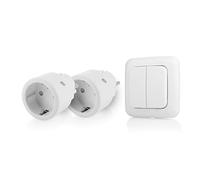 Smartwares SH4-99575 Kit d'interrupteurs de prise d'intérieur avec double interrupteur - Plug & Connect, 2 prises intelligentes, double interrupteur sans fil. Fréquence 433,92 MHz, portée sans fil 30