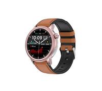 Smartwatch ET470 bracelet en cuir brun résistant à l'eau fréquence cardiaque température corporelle