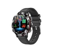 Smartwatch ET482 bracelet en cuir noir résistant à l'eau fréquence cardiaque température corporelle