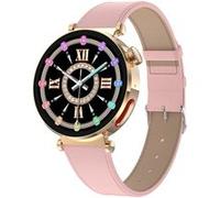Smartwatch ET490 gold pink bracelet en cuir résistant à l’eau fréquence cardiaque température corporelle