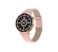Smartwatch ET490 gold pink bracelet en cuir résistant à l’eau fréquence cardiaque température corporelle