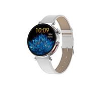 Smartwatch ET490 silver white bracelet en cuir résistant à l'eau fréquence cardiaque température corporelle