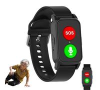 Smartwatch Localisation GPS pour Seniors Notification de Chute, Haut-Parleur De Haute Qualité Bracelet De Suivi De Santé étanche Bracelet De Positionnement Bouton Black