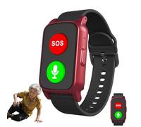 Smartwatch Localisation GPS pour Seniors Notification de Chute, Haut-Parleur De Haute Qualité Bracelet De Suivi De Santé étanche Bracelet De Positionnement Bouton Red