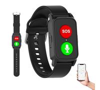 Smartwatch Localisation GPS pour Seniors Notification de Chute, Haut-Parleur De Haute Qualité Bracelet De Suivi De Santé étanche Bracelet De Positionnement Bouton Black