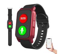Smartwatch Localisation GPS pour Seniors Notification de Chute, Haut-Parleur De Haute Qualité Bracelet De Suivi De Santé étanche Bracelet De Positionnement Bouton Red