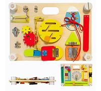 Smartwo Busy Board Montessori Double Face, Planche Montessori en Bois,Tableau Activité Sensoriel, Jouet Bébé 2 Ans, Parcours Motricité Bébé, Jeux Voiture Enfant Voyage, Cadeau Enfant 2 3 4 5 Ans