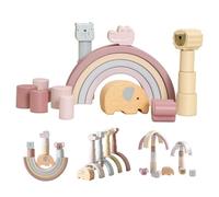 Smartwo Jeux Montessori en Bois Bebe 1 an, Jouet à Empiler Arc-en-Ciel Pastel, Bloc Motricité Fine Bébé, Jeu de Construction Enfant, Jeux Empilable Bebe, Cadeau Fille Garcon 1 2 3 Ans, 21PCS