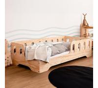 smartwood Lit Enfant 90x190 - Lit Montessori avec Barriere & Sommier - Contreplaqué de pin certifié FSC - pour Garçons et Filles - Montage Facile - TILA 1L