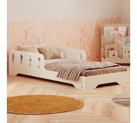 smartwood Lit Enfant 90x200 cm avec Barriere, en Bois, Blanc, TILA 6