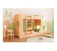 smartwood Lit Superposé Enfant 80x160 - Échelle Gauche - Couleur Laqué - Lit Double MIMI BL - Sommier & Barrière de sécurité