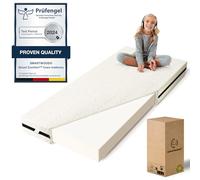 smartwood Matelas 90x180 Enfant - Mousse Matelas 12 cm - Mi-fermé H2 Certifié Oeko-TEX - Réversible - Housse Lavable Anti-Allergique et Respirante | Made in EU
