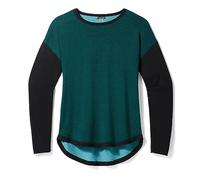 Smartwool Women's Shadow Pine Colorblock Sweater, Emerald/Black Marl, XS