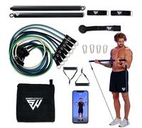 SMARTWORKOUT - Kit d’Élastiques de Musculation + Barre - 7 Bandes de Résistance Ajustable 5-120 kg - Poignées, Sangles de Cheville, Ancrage de Porte - +150 Exercices, Programme Vidéo, Transportable