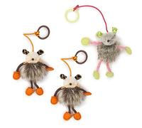 SmartyKat Lot de 3 Jouets rebondissants en Peluche Douce pour Chat, Jouet élastique interactif avec Anneau, élastique et Fausse Fourrure Extra Longue