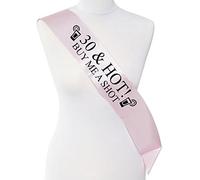 Smartypants 30 & Hot Buy me a shot Birthday Girl Night out Dirty 30's Sash Banner Ribbon BABY PINK