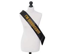 SMARTYPANTS Bannière personnalisée en satin « I'm Divorced Divorcee Divorce » - Noir et doré pailleté