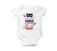 SMARTYPANTS Body de super-héros pour papa - Masque de héros mignon - En coton blanc - Pour nouveau-né garçon et fille - Barboteuse à manches courtes - Cadeau amusant pour la fête des pères - Tenue