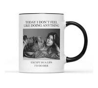 SMARTYPANTS Mug avec inscription « Today I Don't Feel Like Doing Anything » - Dua Singer Lipa - Cadeau amusant - Avec inscription en anglais « Today I Don't Feel Like Doing Anything » - Cadeau pour