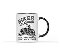 SmartyPants Mug Biker Grandad - Like A Normal Dad Except Much Cooler - Cadeau de fête des pères tasse café thé cadeau d'anniversaire, Noël (poignée noire)