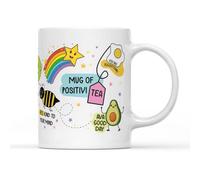 SMARTYPANTS Positivi - Tasse à thé et café - Arc-en-ciel mignon dessin animé Avacado jeu de mots amusant affirmation quotidienne vibrations positives bonne journée abeille genre décoration de cuisine