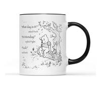 SMARTYPANTS Sarcastic Winnie l'ourson et Porcinet Tasse à thé et café - Dessin fantaisie mignon mignon drôle grossier jure citation lundi meilleur ami cochon ours cadeau maison cadeau (poignée noire
