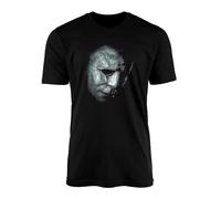 SmartyPants T-shirt d'Halloween Mystery Slasher - Noir Horreur Thriller Meurtrier Michael Myers Masque effrayant Goth Cult Classique Film Cinéma Design Vintage Cadeau, Black Prime., 3XL