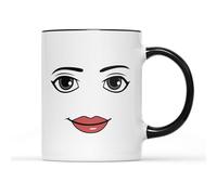 SMARTYPANTS Tasse à café et thé avec visage de femme - Cadeau de Noël - Poignée noire