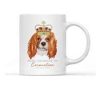 SMARTYPANTS Tasse à thé et café avec inscription « Crown Dog King Charles III » - Coronation royale His Majesty The King Crown - Souvenir commémoratif pour cuisine et décoration d'intérieur (blanc)
