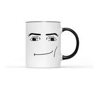 SMARTYPANTS Tasse avec visage de Roblox Man - Amusant sourire, joyeux, coquin Roblox Ultimate Virtual Universe Créer un jeu vidéo Tasse à thé café Cadeau (poignée noire)