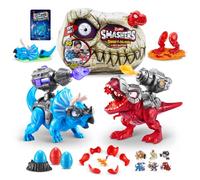 Smashers Dino Island T-Rex Battles by ZURU, Red T-Rex, 50+ Surprises Boys Collectible Dinosaur T-Rex Triceratops, Surprise Sand Compounds Discovery (T-Rex Rouge)