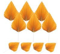 SMASOLO 10 Pièces Décorations de Palmier Papier Doré Éventails Cake Topper pour Gâteau Anniversaire Décorations Diy pour Cupcakes et Style Grandes Inserts pour Gâteau