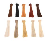 SMASOLO 10 Pièces Perruques pour Poupée Fibre Synthétique Résistante Chaleur Cheveux Raides Réalistes pour Bjd et DIY Couleurs Éclatantes et Faciles à Coiffer Accessoires Miniatures pour