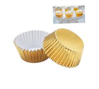 SMASOLO 100 pièces Caissettes Cupcake Aluminium Épaissi Moules Pâtisserie Mini pour Muffins et Gâteaux Or pour Anniversaires et