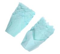 SMASOLO 100 Pièces Caissettes Pâtisserie Lotus Papier Huile Résistantes Chaleur Moules Cupcake Muffin Bleu Ciel Styles Aléatoires Pour Cuisson et Conservation