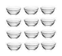 SMASOLO 12 pièces Bols Verre Haute Température pour Pudding et Gelée Bols Ronds Élégants pour Desserts Salades et Snacks Moules à Gâteau Ramequins