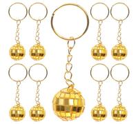 SMASOLO 12 pièces Lot de Porte-clés Boule Disco Miroir Doré Mini Boules Facettes Rétro pour Décoration Voiture Mariage Fêtes Accessoire Reflet Lumineux et Élégant