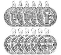 SMASOLO 12 pièces Pendentifs Saint Benoît Alliage Breloques Religieuses Décoratives pour Bijoux DIY Ornements Uniques pour Scènes et Sapins de Noël Styles Italiens Assortis