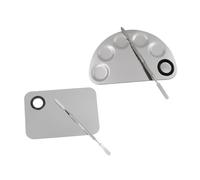 SMASOLO 2 ensembles Palette de Maquillage Acier Inoxydable et Outil Cosmétique pour Mélange et Création de Couleurs Portable pour Professionnels et Amateurs