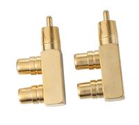 SMASOLO 2 pièces Adaptateur Audio RCA Coudé à Cuivre Plaqué Or Répartiteur Mâle vers Double Femelle pour Subwoofer et Équipements Audio