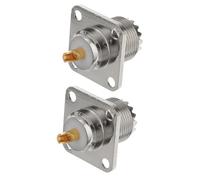 SMASOLO 2 pièces Connecteur Coaxial UHF Femelle à Femelle avec Bride de Montage sur Panneau Adaptateur Extension Câble pour Radios et Antennes Lot 2pcs