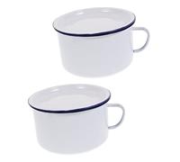 SMASOLO 2 pièces Lot de Bols Rétro Émail Vintage avec et Couvercles Grand Format Bol Multifonction pour Soupe Nouilles Instantanées et Repas Riz Épais et Facile à Nettoyer