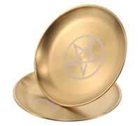 SMASOLO 2 Pièces Plateau Pentagramme Acier Inoxydable Plateau Offrande Rituel pour Bijoux Anneaux Tarot et Décoration Ésotérique Support pour Cérémonies Spirituelles et Magie