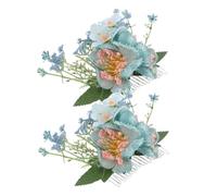 SMASOLO 2 Pièces Small Hawaiian Flower Hair Comb Artificial Hibiscus Plumeria Boho Hair Clip Lightweight Tropical Bridal Updo Accessory For Beach Wedding Luau Party